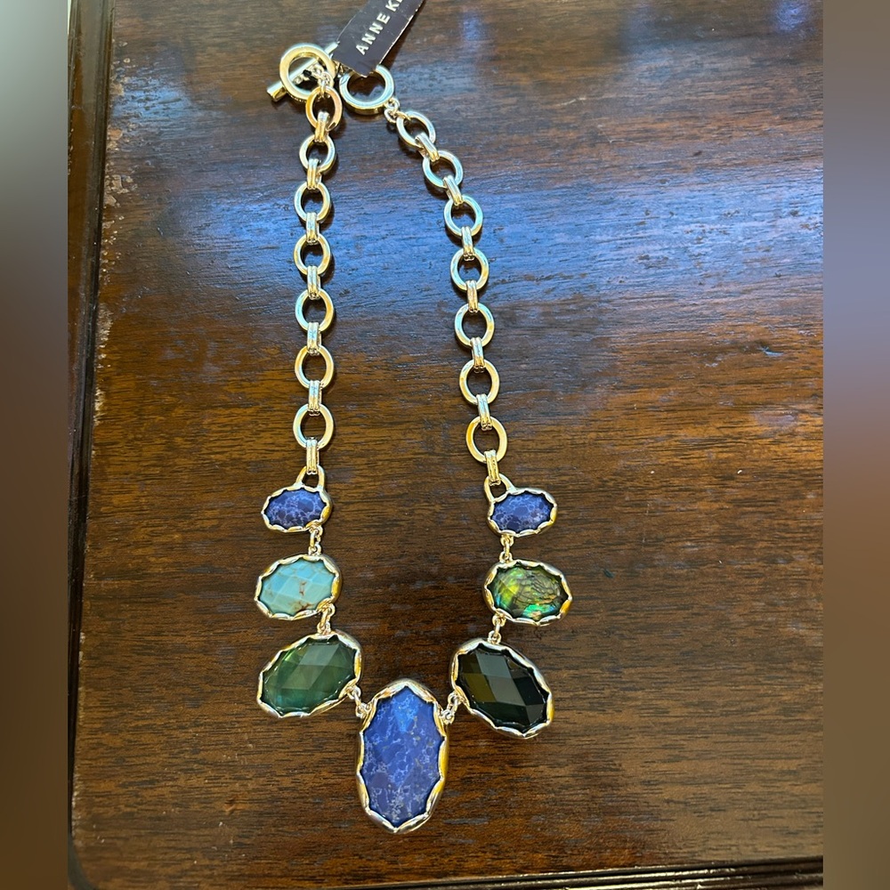 Anne Klein Gold, Blue & Green Multicolored Necklace NWT